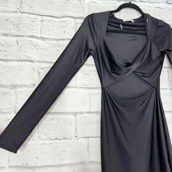 Attirance Long Sleeve Cut Out Mini Dress Twist Front Womens Medium LBD - Picture 5 of 8